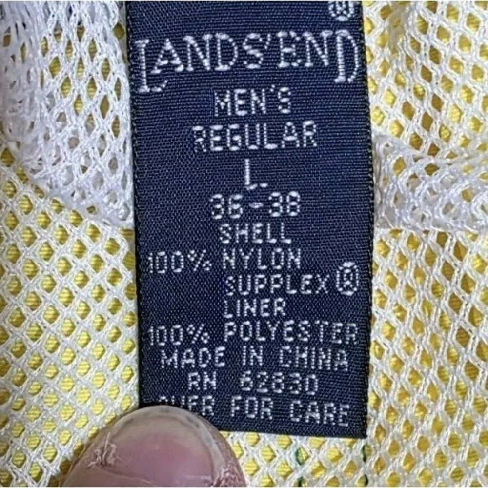 Vintage 90s Lands' End Swim Trunks Men's L Colorblock Mesh Lined 1997